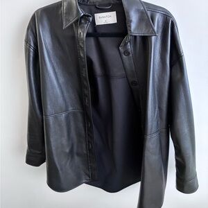 Babaton Black Leather Shacket